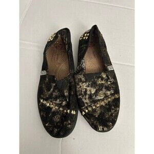 Skechers BOBS Women’s Studded Gold Shimmer Shoes Flats sz 6.5